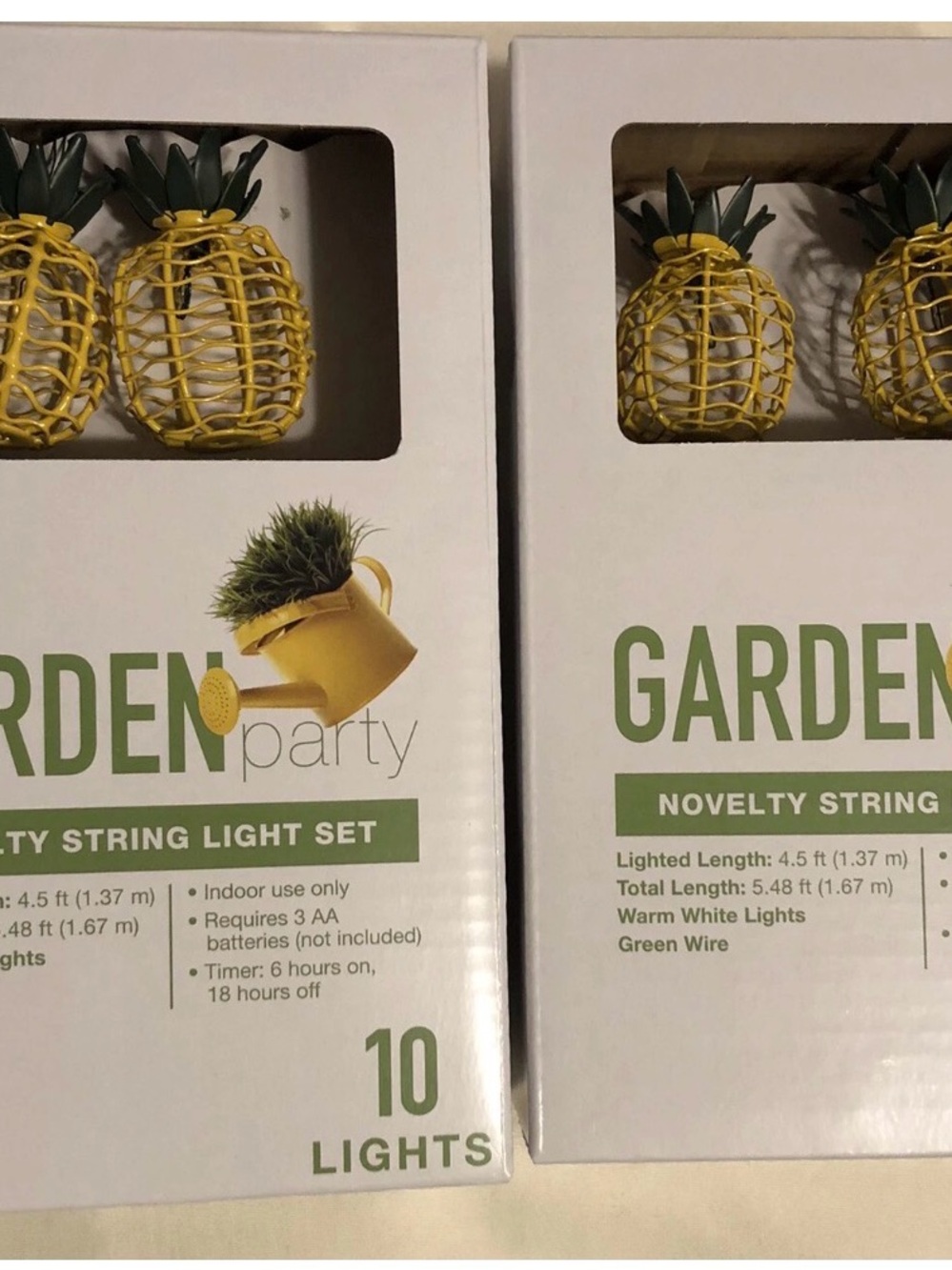 Garden Party Pineapple Novelty String Light Set Warm White Battery Powered 2 box